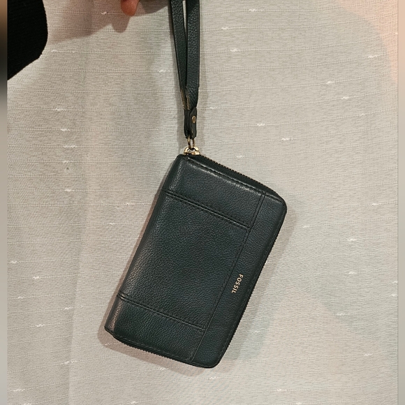 Vintage Fossil Teal Leather Wristlet Wallet - Picture 8 of 10